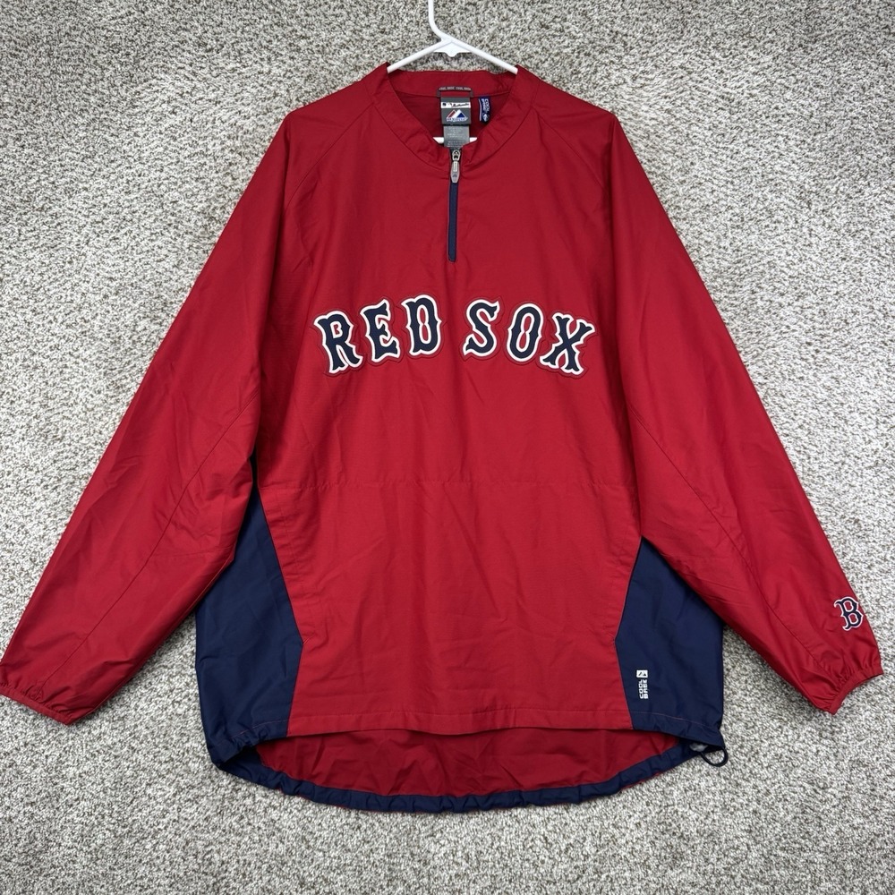 Boston Red Sox Quarter Zip Windbreaker Men's 2XL XXL Pullover Red Cool Base MLB